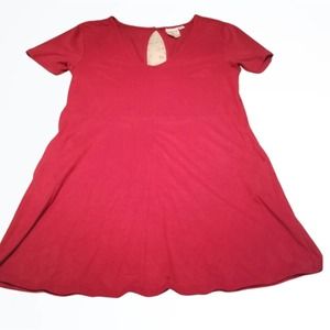 White Crow Red Suede Like Above The Knee Dress w Pockets Short Sleeves Size S